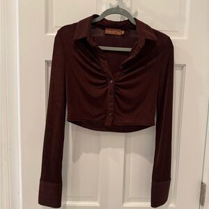 Elegant Brown Long-Sleeve Top